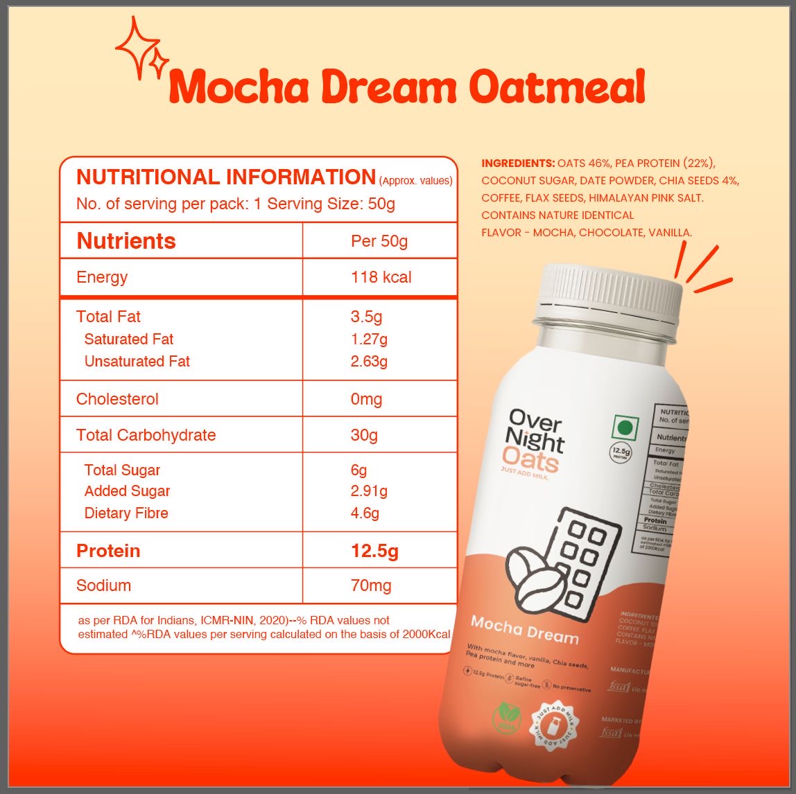 OverNightOats Vegan Mocha Dream Oatmeal
