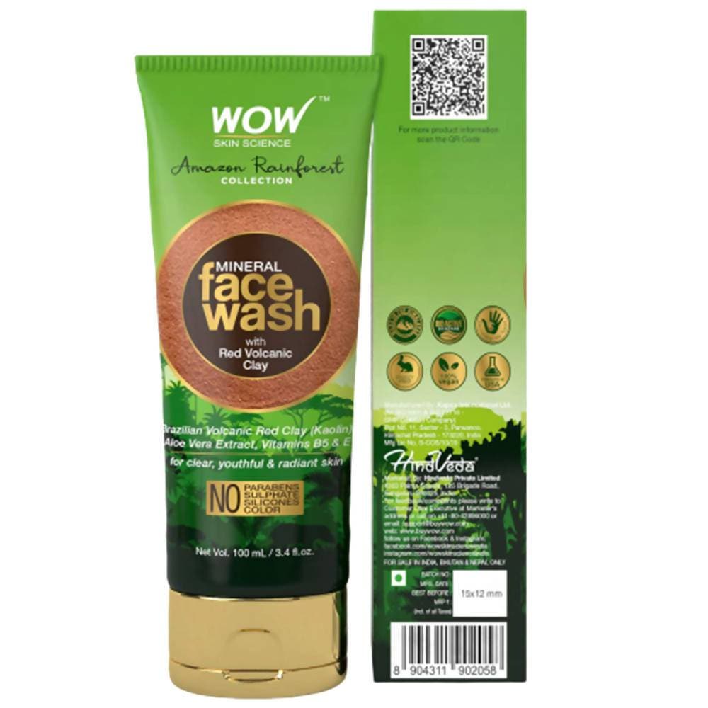 Wow Skin Science Mineral Face Wash with Red Volcanic Clay - 100 ml