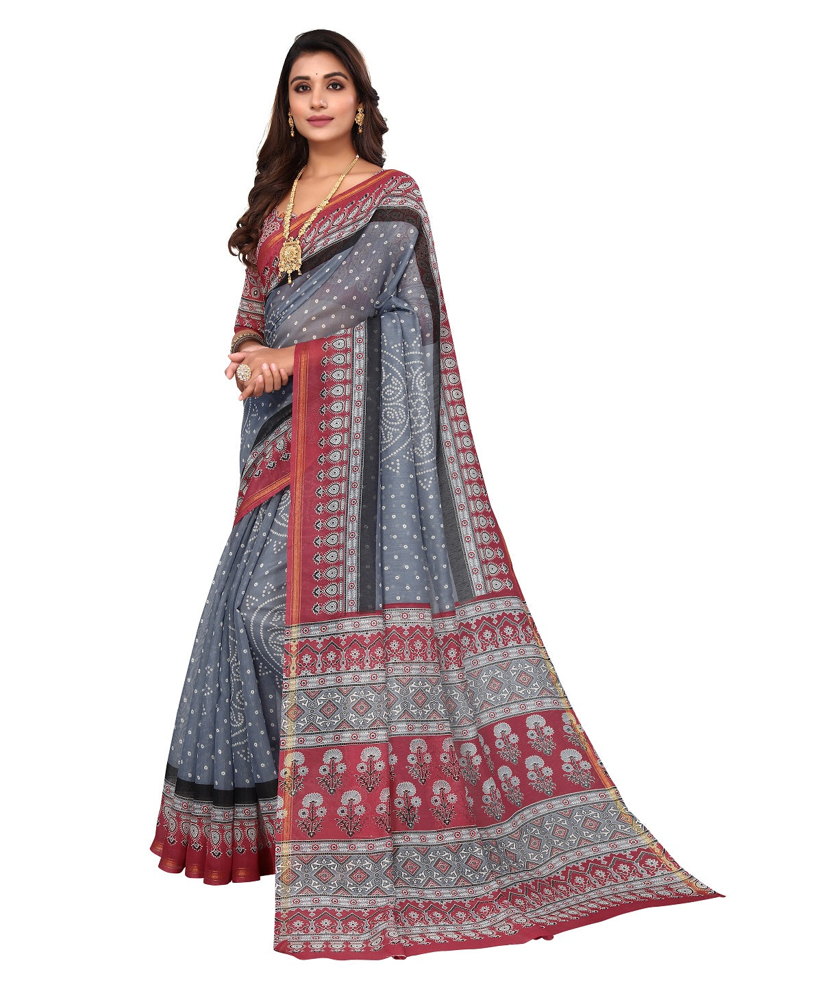 Vamika Linen Jari Border Grey Bollywood Style Saree