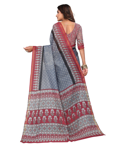 Vamika Linen Jari Border Grey Bollywood Style Saree