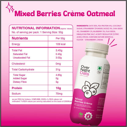 OverNightOats Vegan Mixed Berries Crème Oatmeal