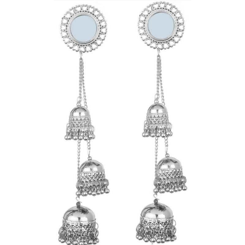 MS Fashion India Traditional Kashmiri Mirror Step By Step Hanging Jhumka Earrings