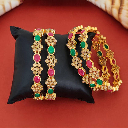 JS Fashion Antique Jewellery Designer High Gold Polish 4 Bangles Set
