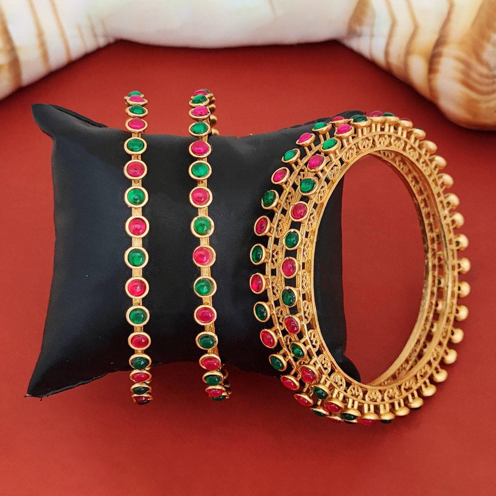 JS Fashion Antique Jewellery Designer High Gold Polish 4 Bangles Set