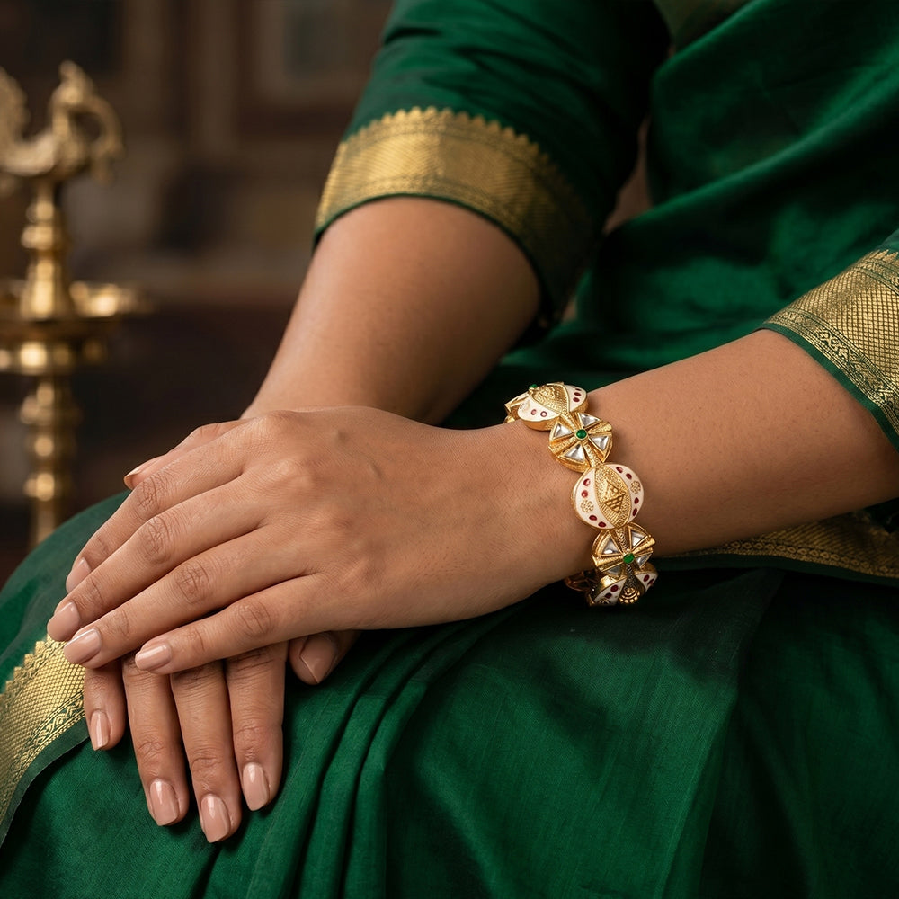 JS Fashion Antique Jewellery Rajwadi Polish Fancy Style 2 Bangles Set