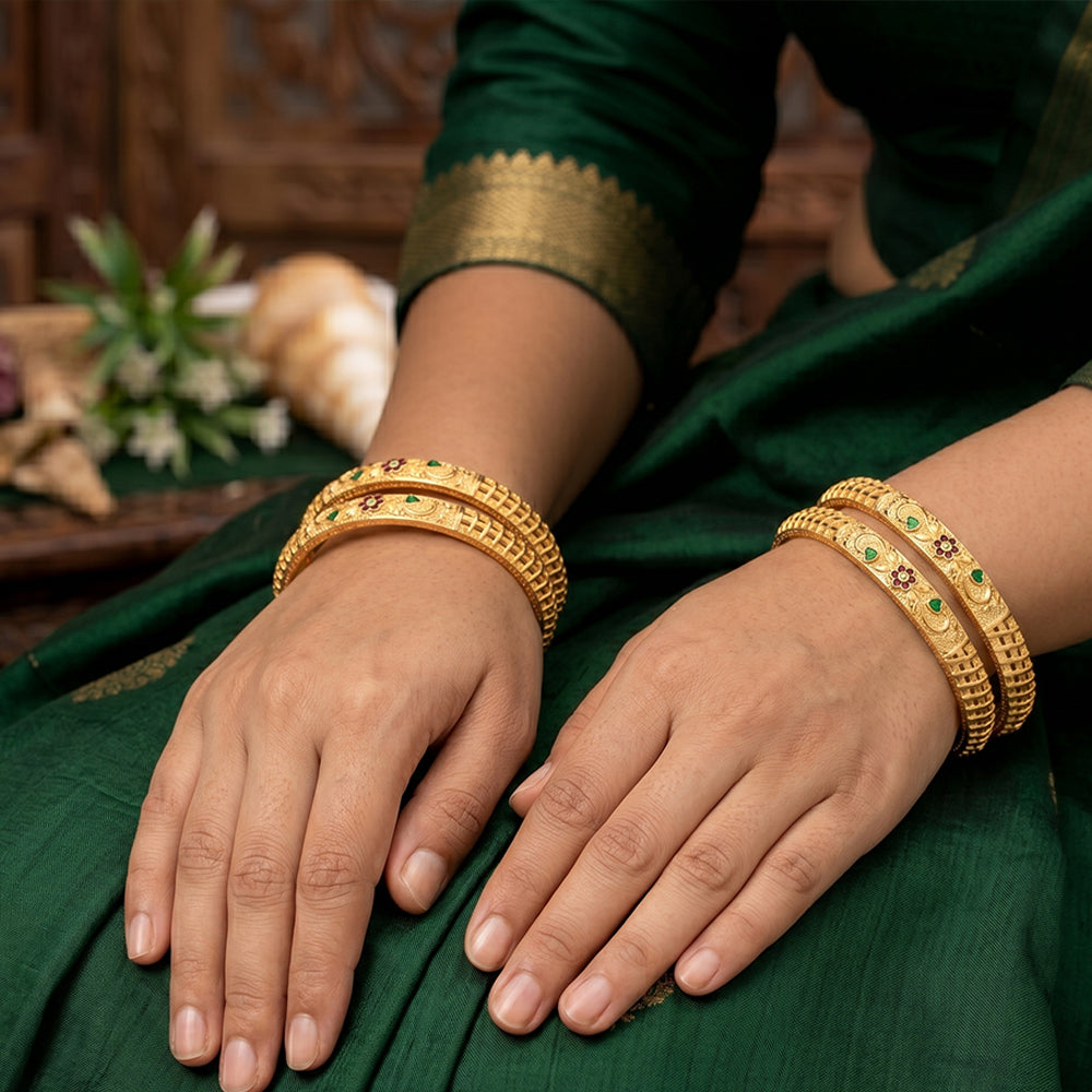 JS Fashion Designer Antique Finish Bangles Set For Women