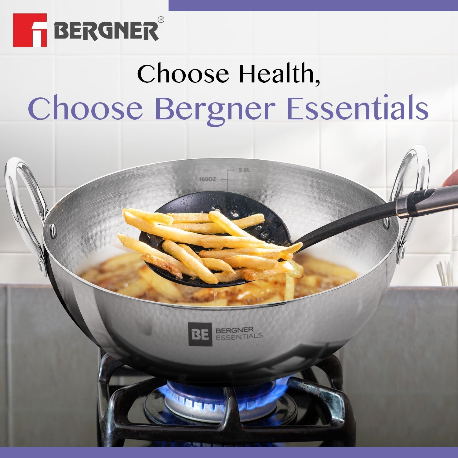 Bergner BE Essentials Thala Hammered Kadai 28cm