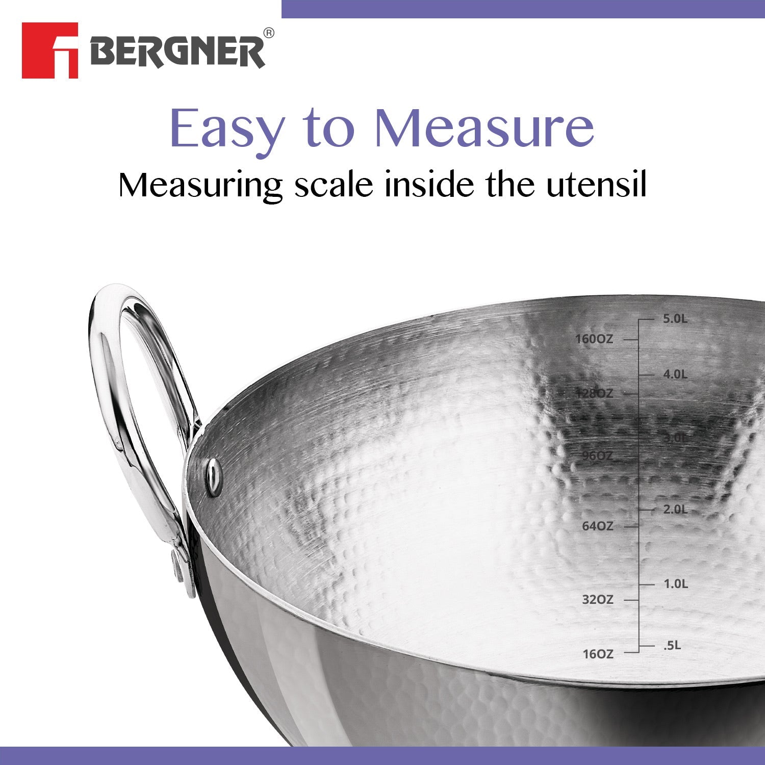 Bergner BE Essentials Thala Hammered Kadai 28cm