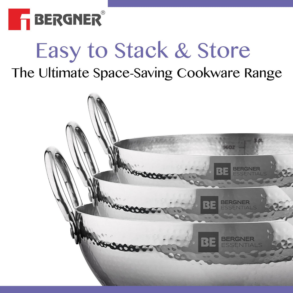 Bergner BE Essentials Thala Hammered Kadai 28cm