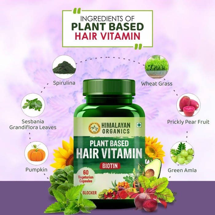 Himalayan Organics Plant Based Hair Vitamin Biotin Vegetarian Capsules