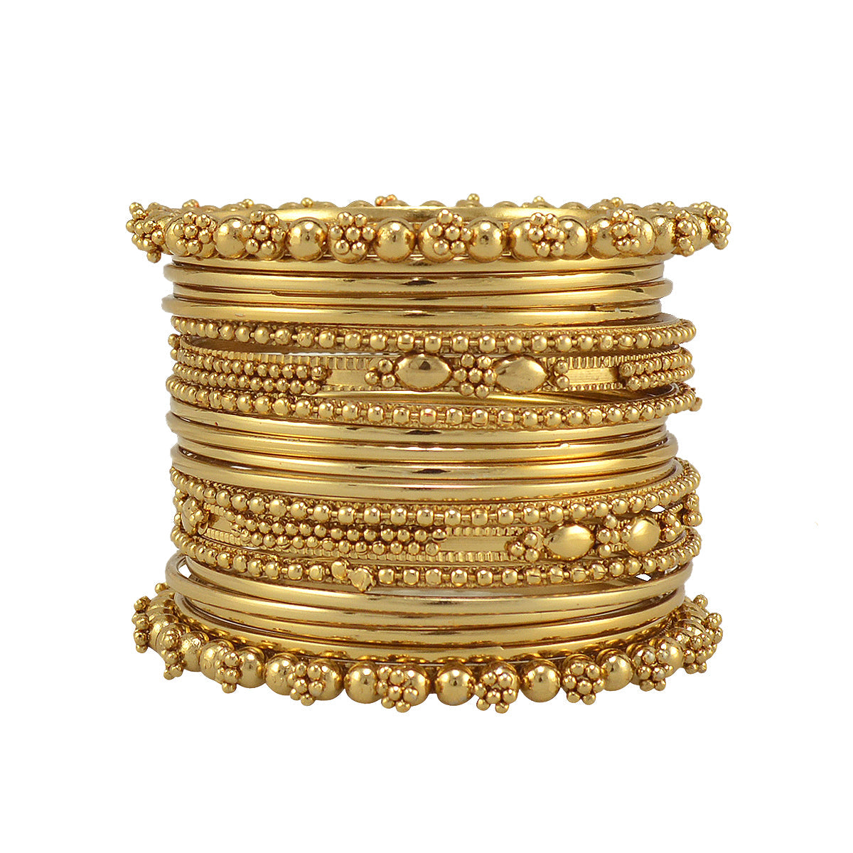 Gold-Polished Alloy Gold Trendy Bangle Set - The Pari