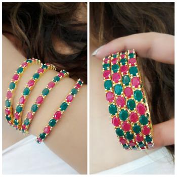 Gold-Polished Alloy Multi Ad 4 Bangles Set - The Pari