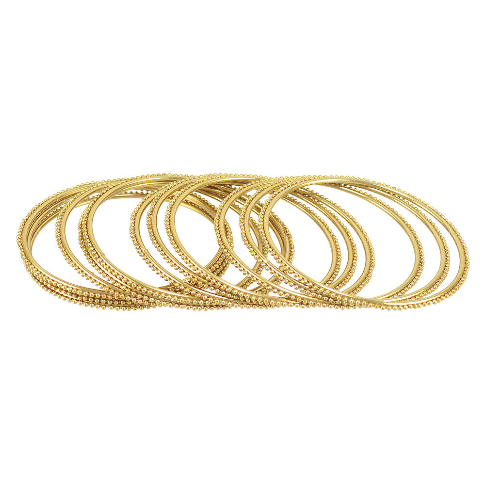Gold-Polished Alloy Gold Ball Bangle Set - The Pari