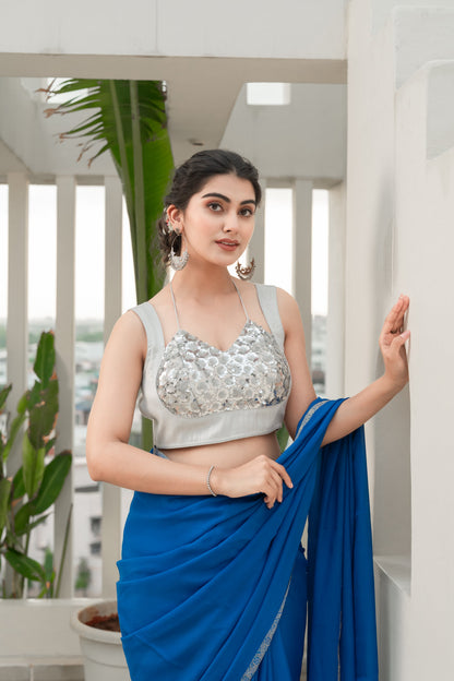 Amodini Designer Studio Women Embellished Sweetheart Neck Saree Blouse