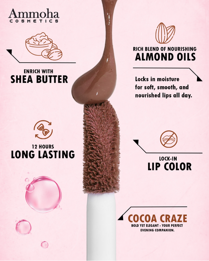 Ammoha Cosmetics Long-Lasting, Matte-Finished Cocoa Craze Color Liquid Lipstick