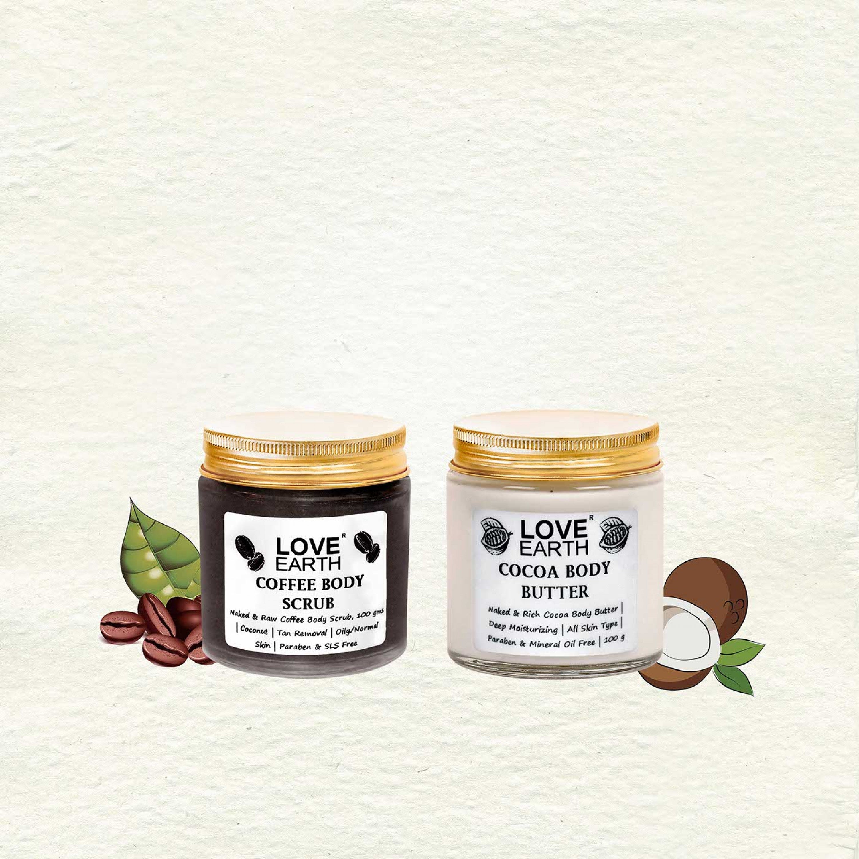 Love Earth Body Polish Kit – Coffee Body Scrub & Cocoa Body Butter