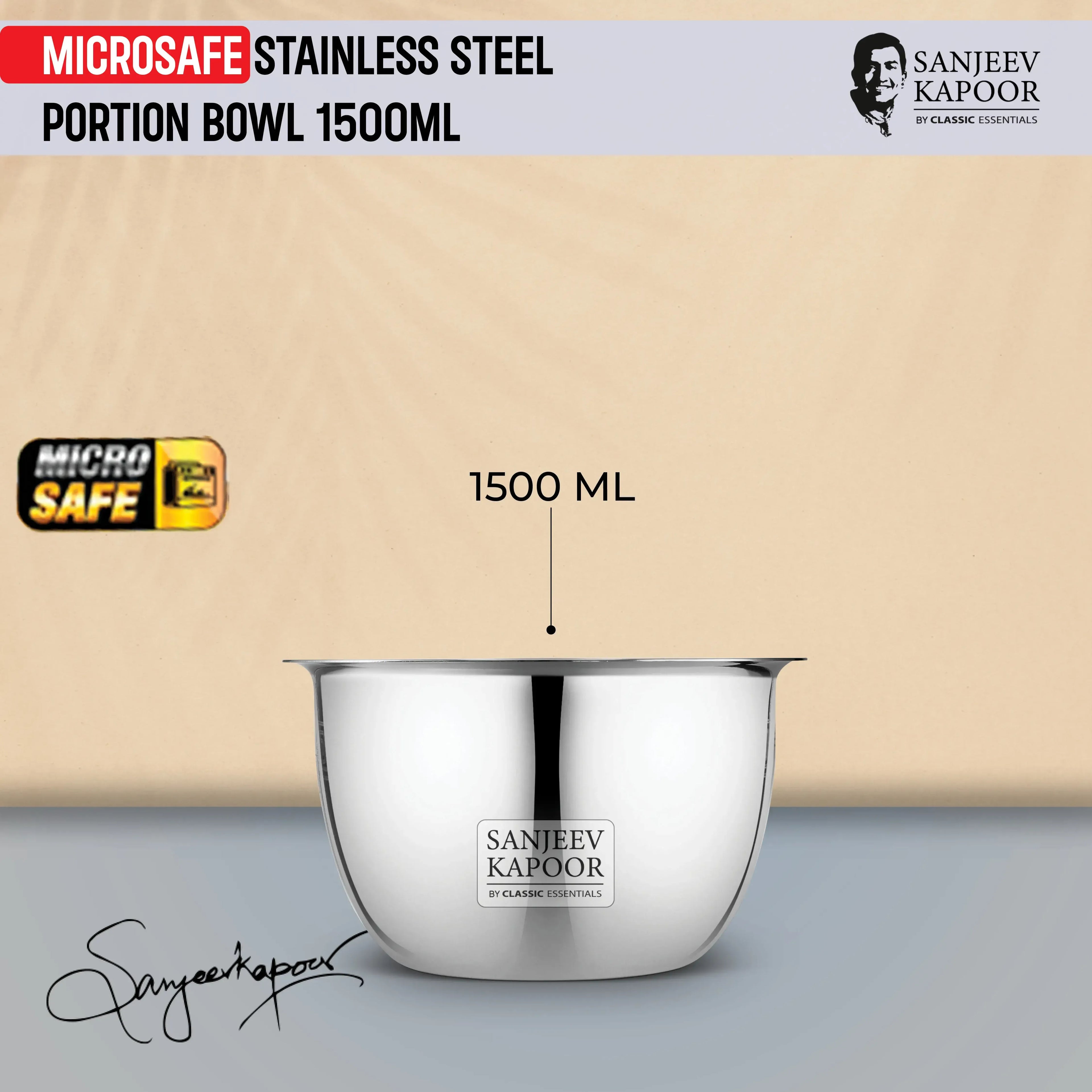 Classic Essentials MICROSAFE Stainless Steel Portion Bowl 1500ml