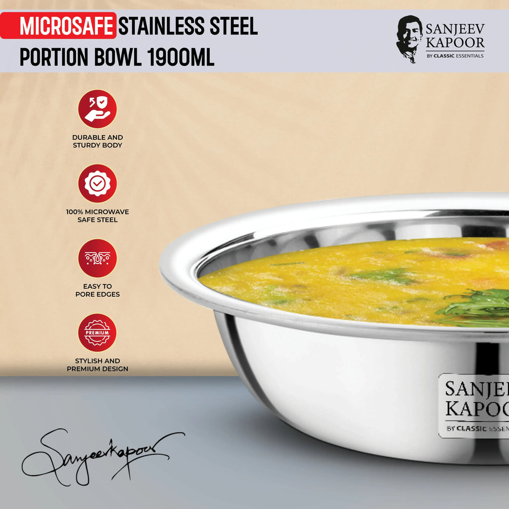 Classic Essentials MICROSAFE Stainless Steel Portion Bowl 1900ml