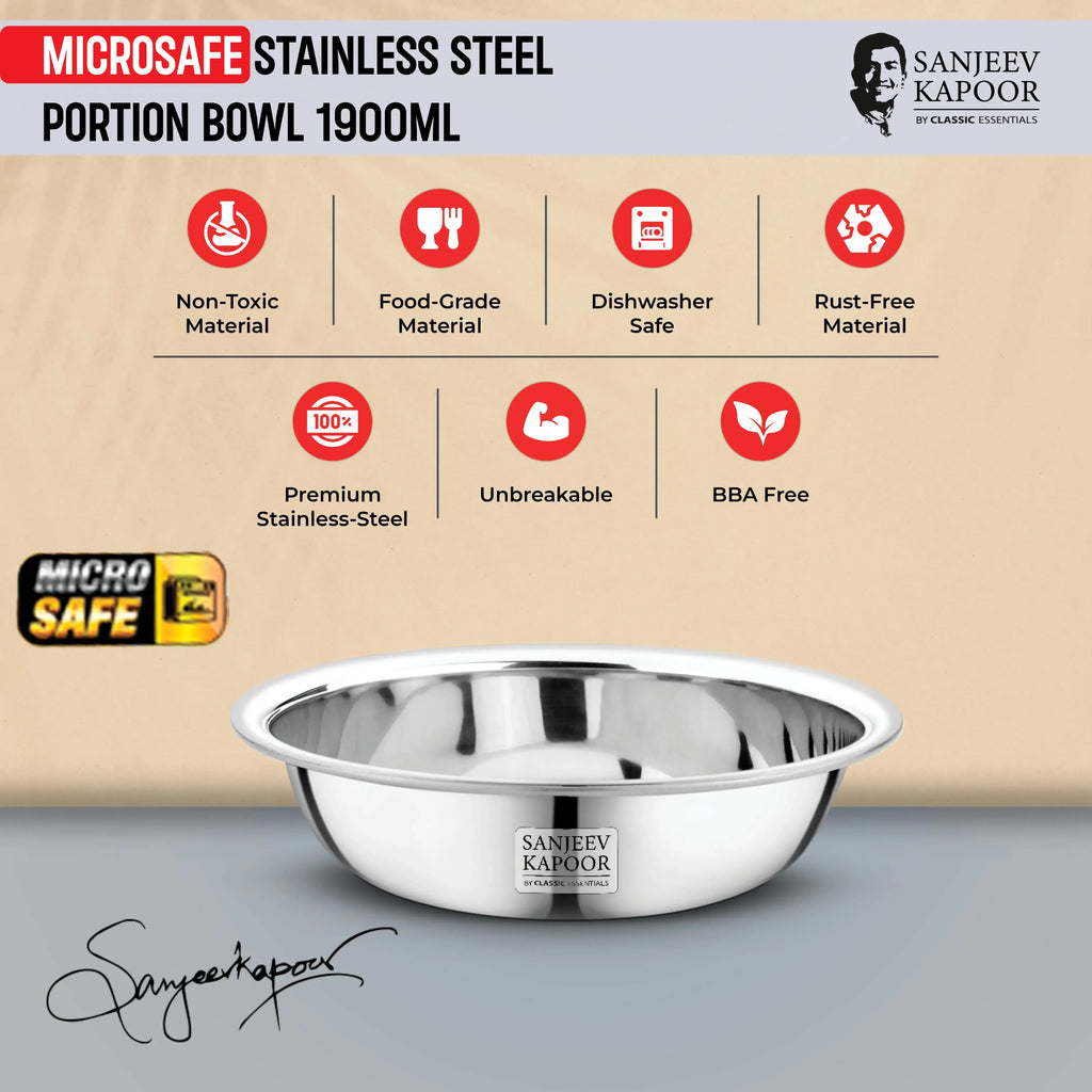 Classic Essentials MICROSAFE Stainless Steel Portion Bowl 1900ml