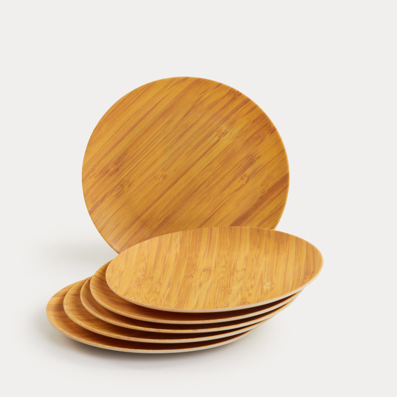 Bamboo Fibre Plate | 8 inches | Set of 6 | Multiple Designs