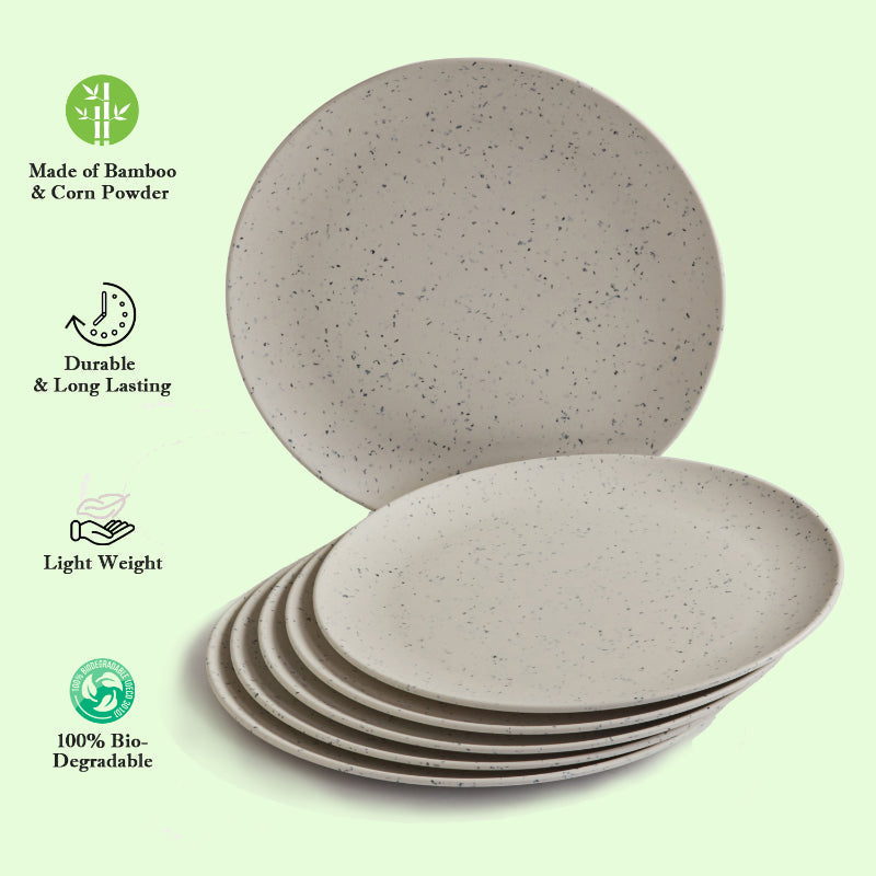 Bamboo Fibre Plate | 8 inches | Set of 6 | Multiple Designs