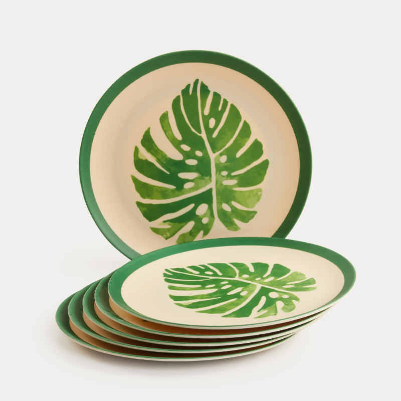 Bamboo Wooden Fibre Plate | Set of 6 | Multiple Sizes