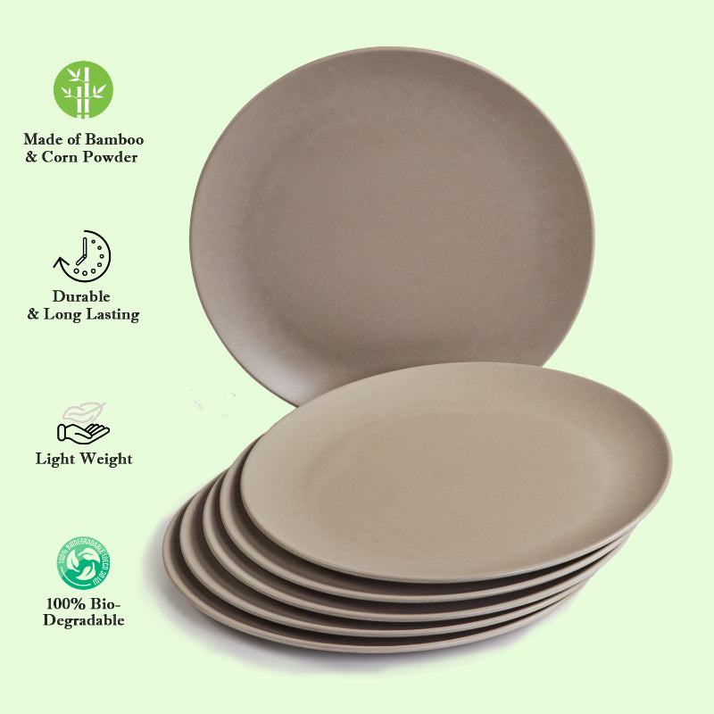 Bamboo Wooden Fibre Plate | Set of 6 | Multiple Sizes