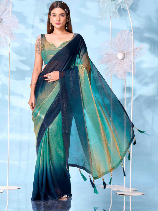 Tikhi Imli Ombre Satin Designer Saree