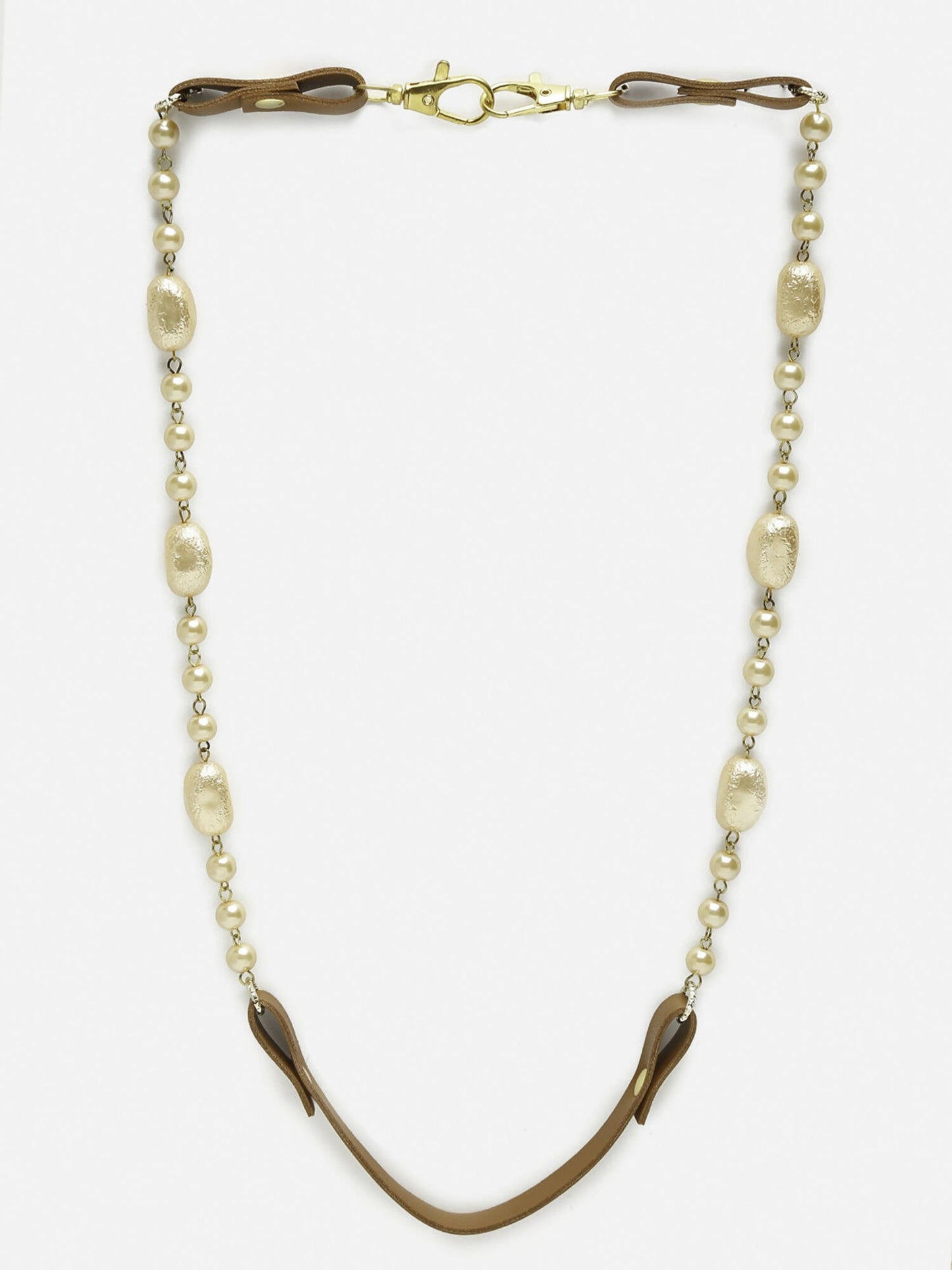 Brown Leather Beaded Mask Chaain - Ruby Raang