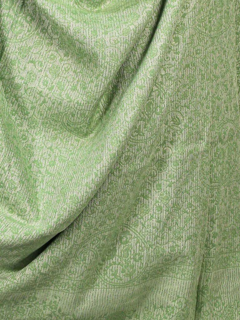 Weaving Mystery Handloom Pashmina Shawl-Kaani Zari - Pista