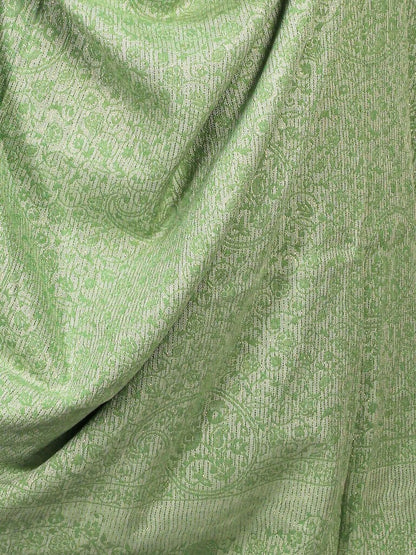 Weaving Mystery Handloom Pashmina Shawl-Kaani Zari - Pista