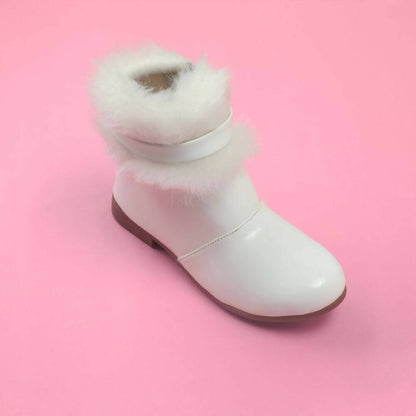 Tiny Bugs Girls Faux Fur Detail Winter Boots - White