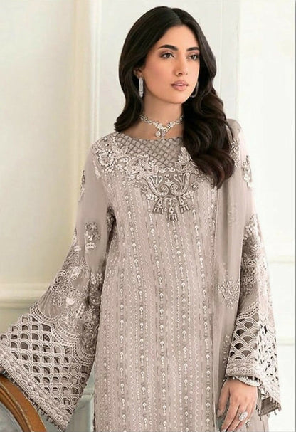 Anaita Baige Fox Georgette Stitched Suit with Embroidery Sequence Work & Khatli Work
