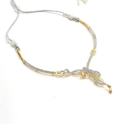 Mominos Fashion Johar Kamal Silver-Plated American Diamond Choker Set