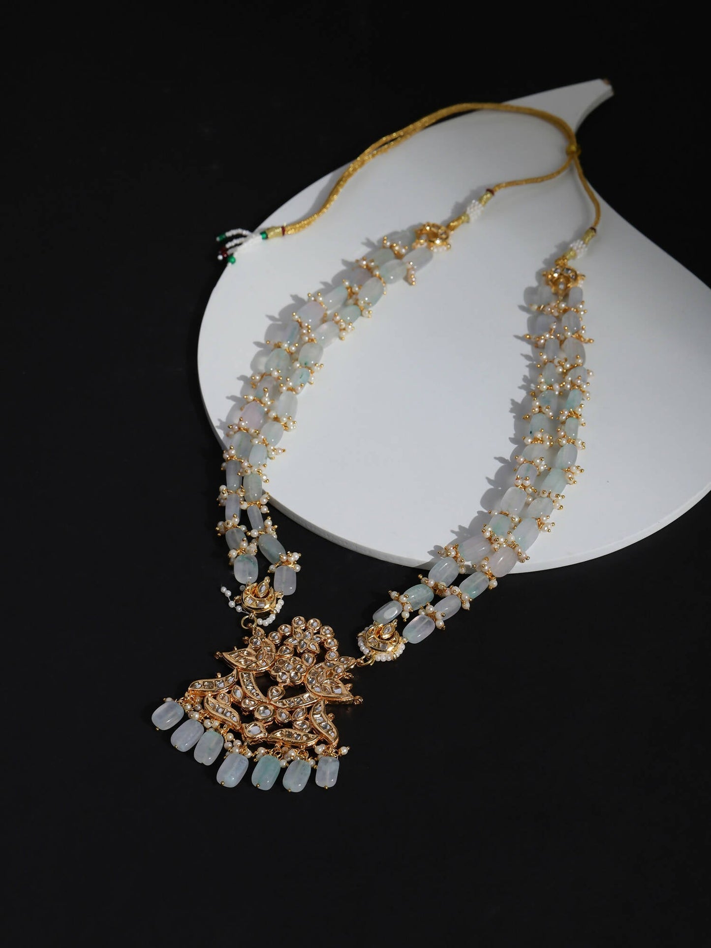 Gold-Toned White Brass Gold-Polished Necklace - Ruby Raang
