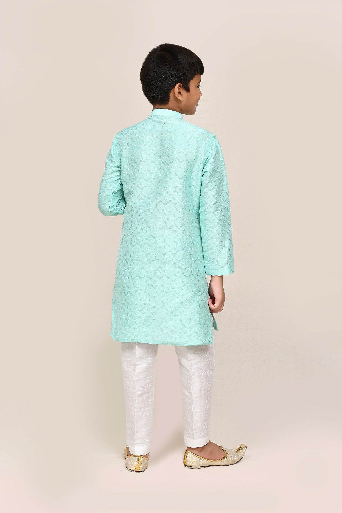 Joban Fashion Cotton Silk Ocean Green Kurta With Straight Fit Pant