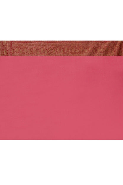 Joban Fashion Rouge Pink Crepe Chiffon Pure Handloom Banarasi Silk Saree