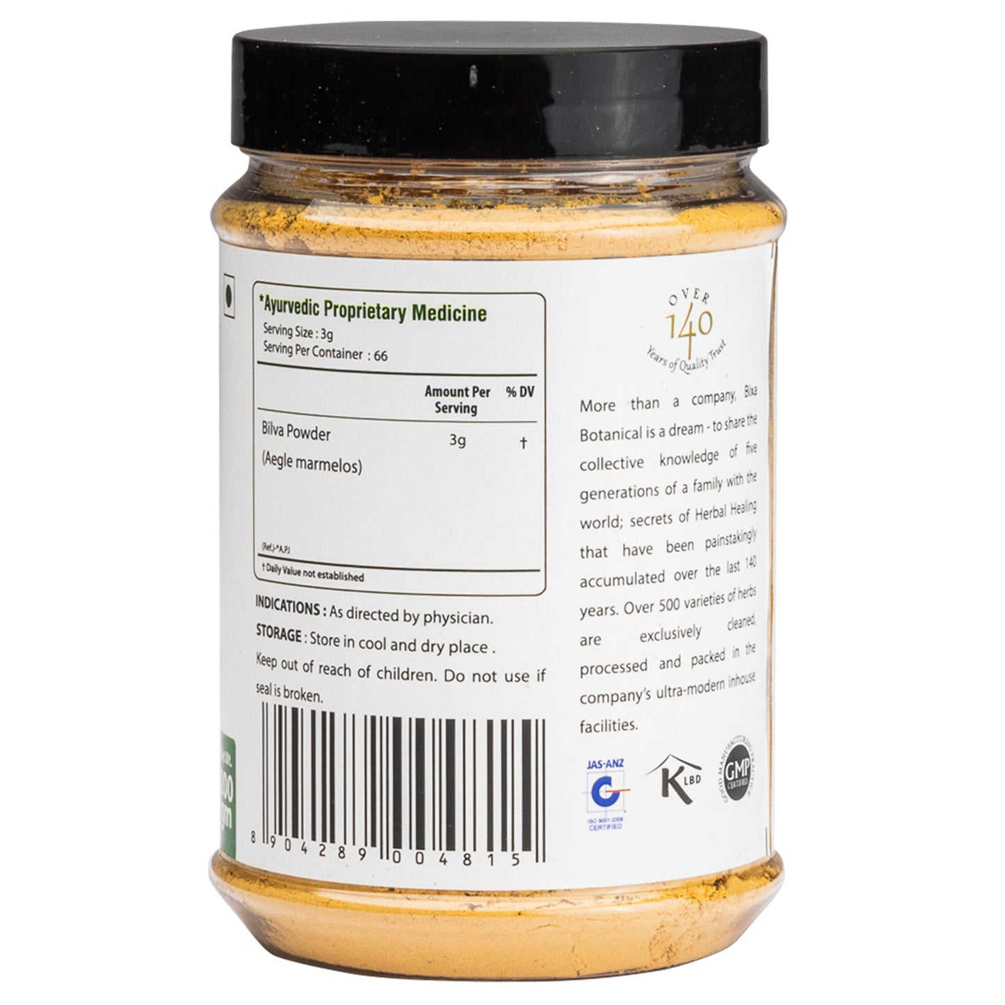 Bixa Botanical Bael / Bilva Fruit Powder Aegle Marmelos - 200 gms