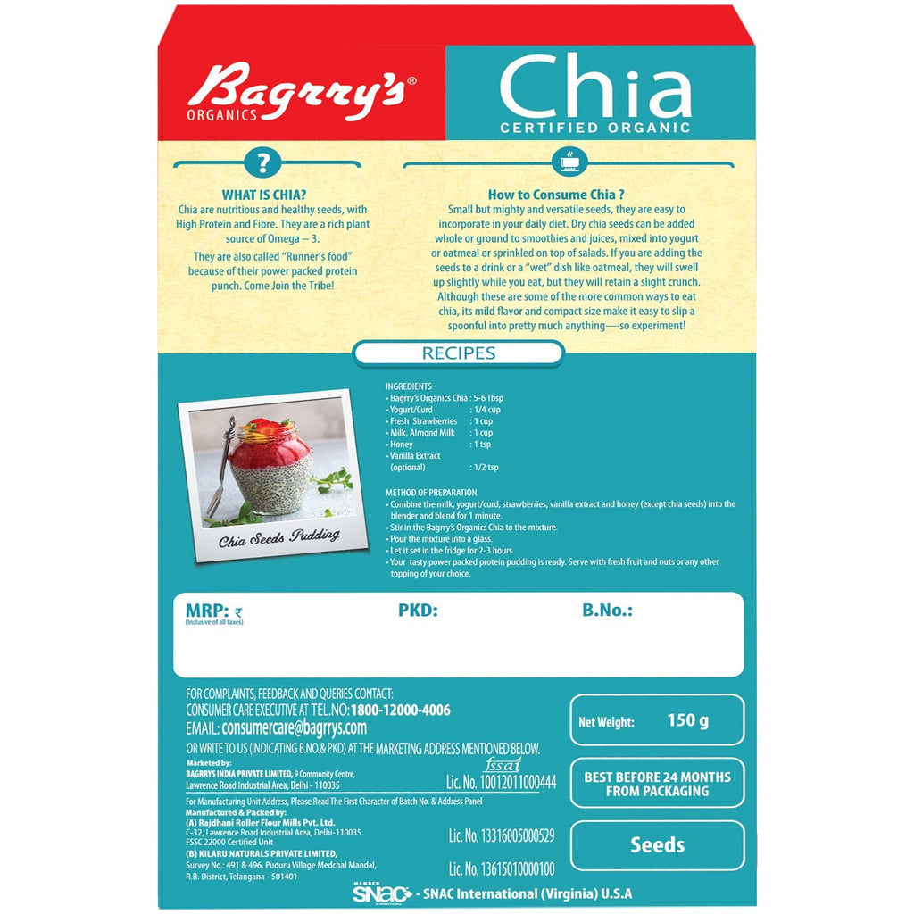Bagrry's Organic Chia - 150 gms