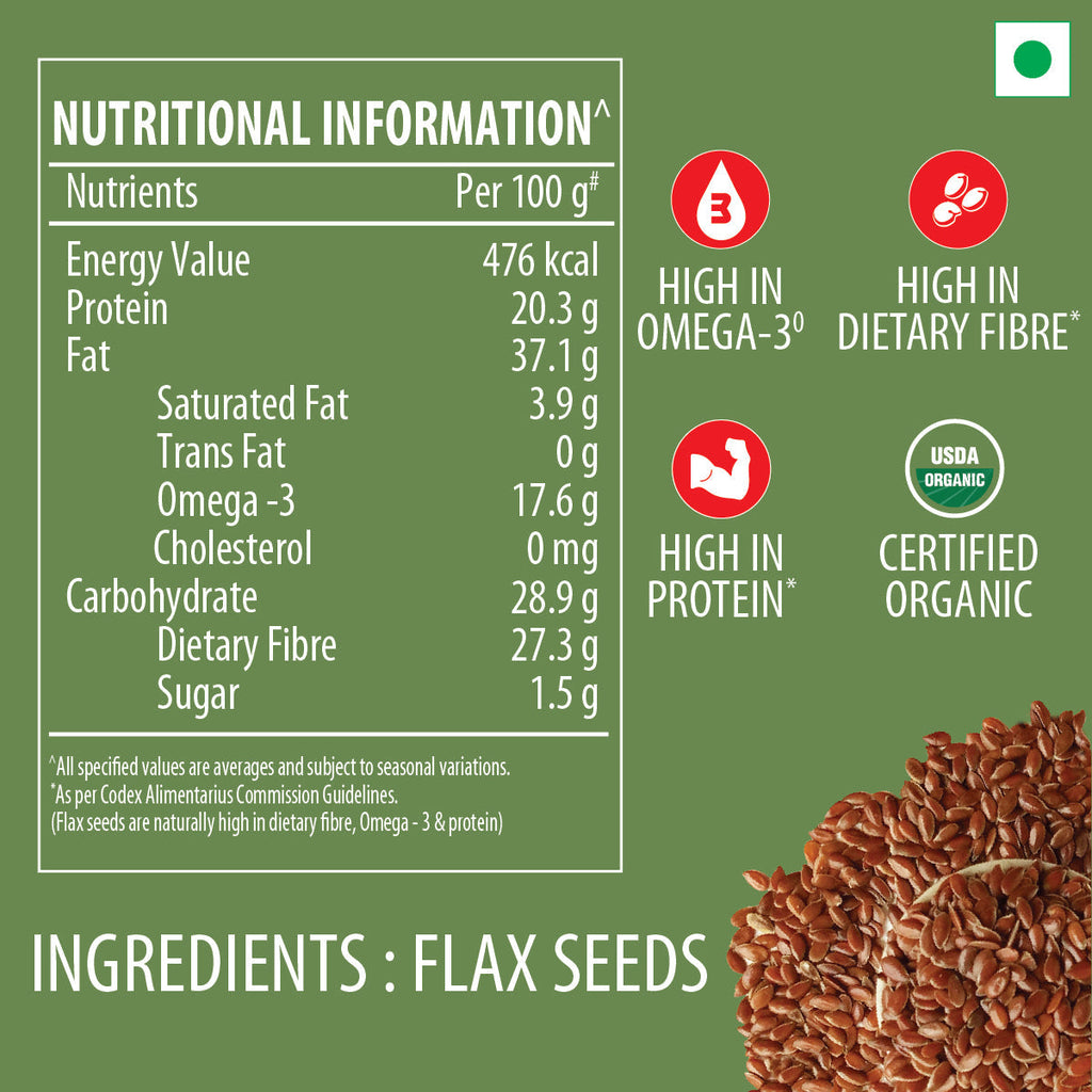 Bagrry's Organic Flax Seeds - 250 gms (Pack of 2)