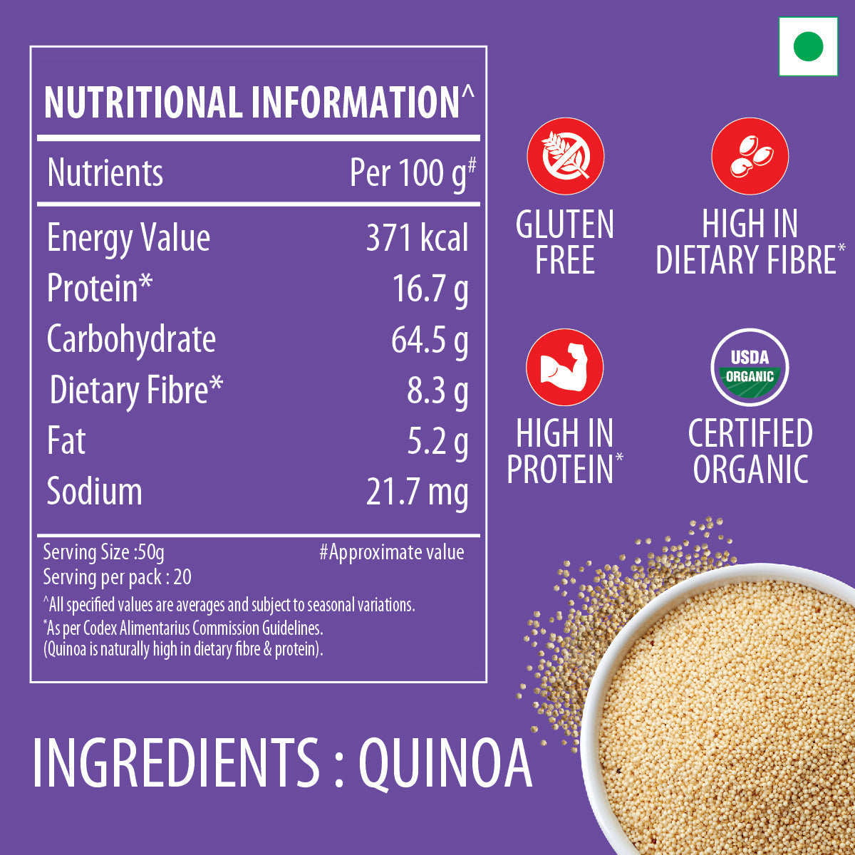 Bagrry's Organic Quinoa - 500 gms