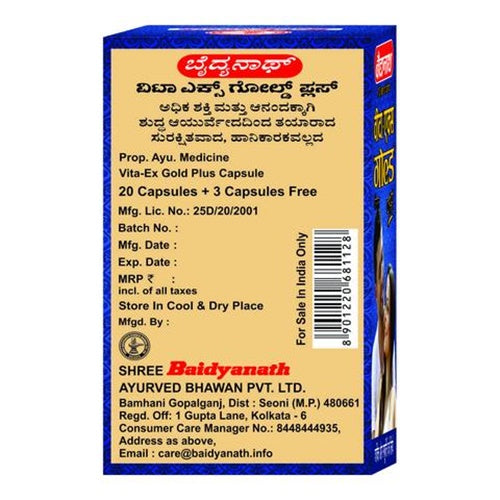 Baidyanath Vita Ex Gold Plus – Ayurvedic Energy Support Capsules (20 Caps)