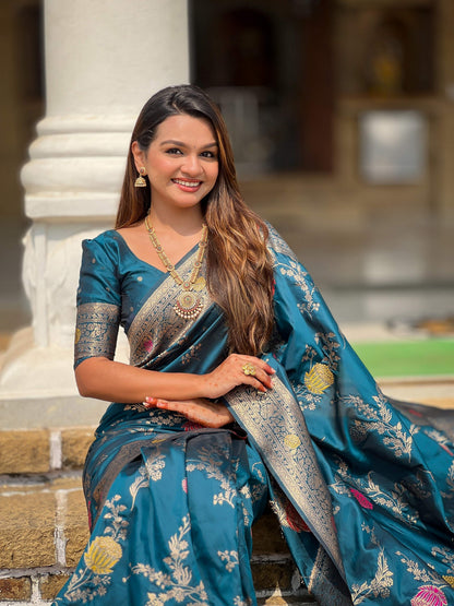 Vedant Vastram Soft Litchi Silk Banarasi Silk Jacquard Saree - Morpich