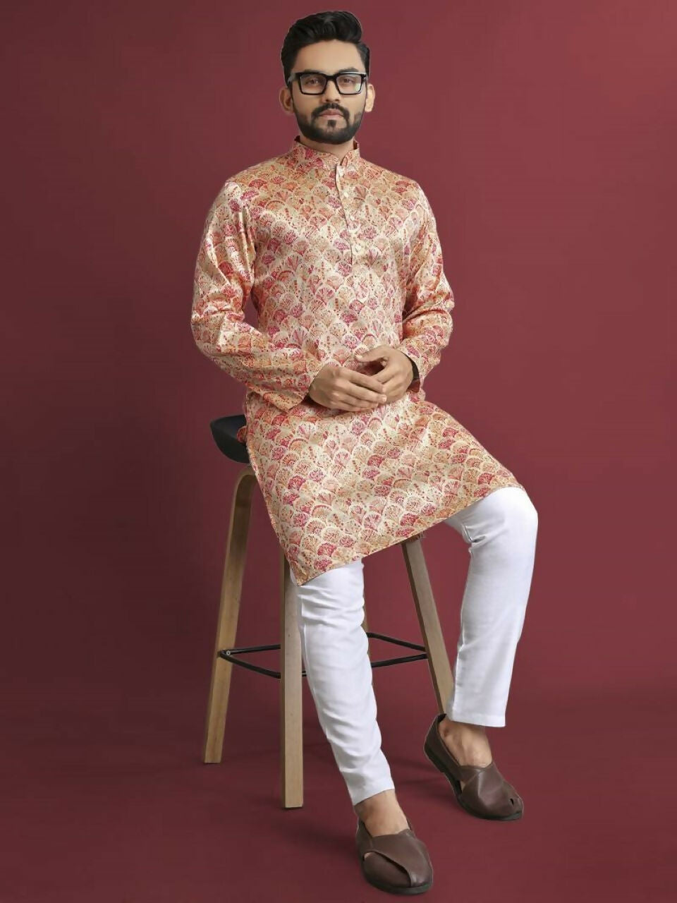 Anaita Multicolour Printed Pure Silk Straight Kurta