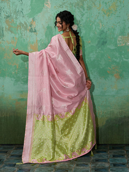 Shree Shyam Fashion Pink Linen Cotton Saree