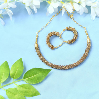Mominos Fashion Johar Kamal Gold-Polished Brass Finish Hasli Design Choker For Women (Golden)