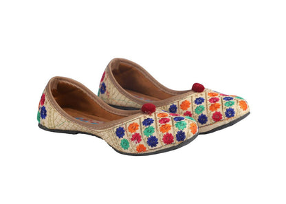 Tiny Bugs Girls Ethnic Floral Embroidered Juttis - Multi