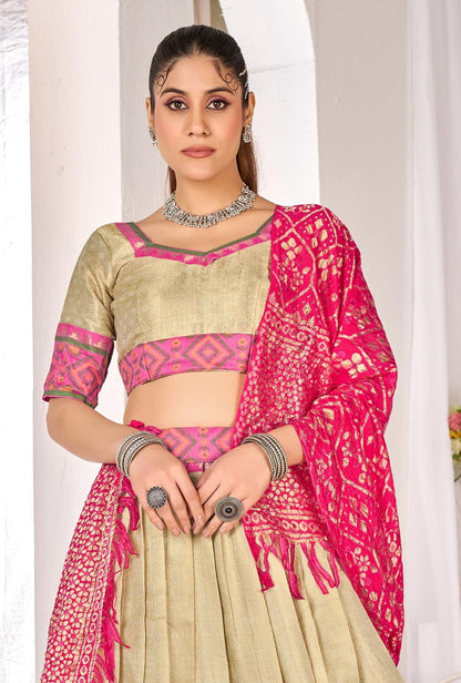 Anaita Beige Weaving Work Silk Lehenga Choli