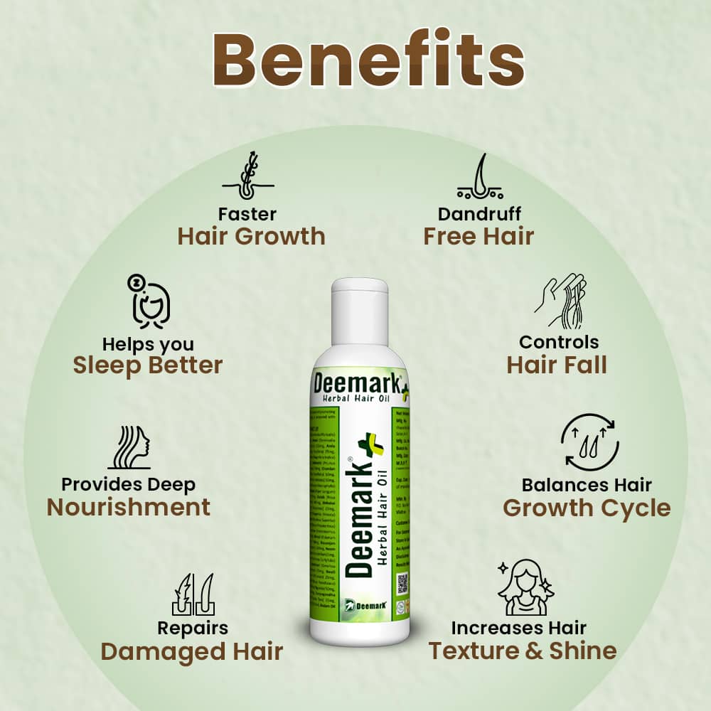 Deemark Hair Oil Plus for Hair Growth & Thickness - 200 ml (Pack of 2)