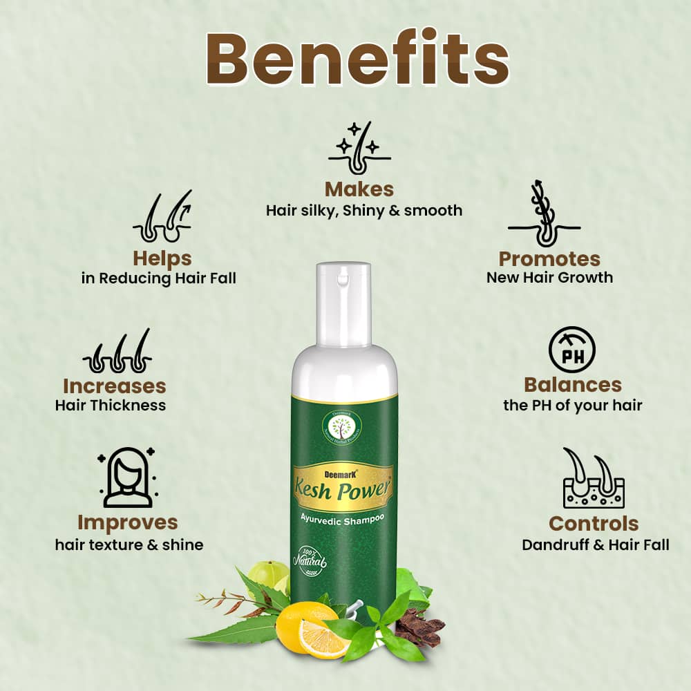 Deemark Kesh Power Ayurvedic Shampoo To Control Hair Fall & Dandruff - 100 ml (Pack of 2)